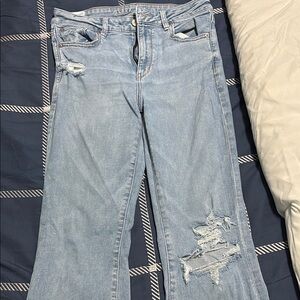 American Eagle Outfitters Blue Flare Wide Leg Jeans